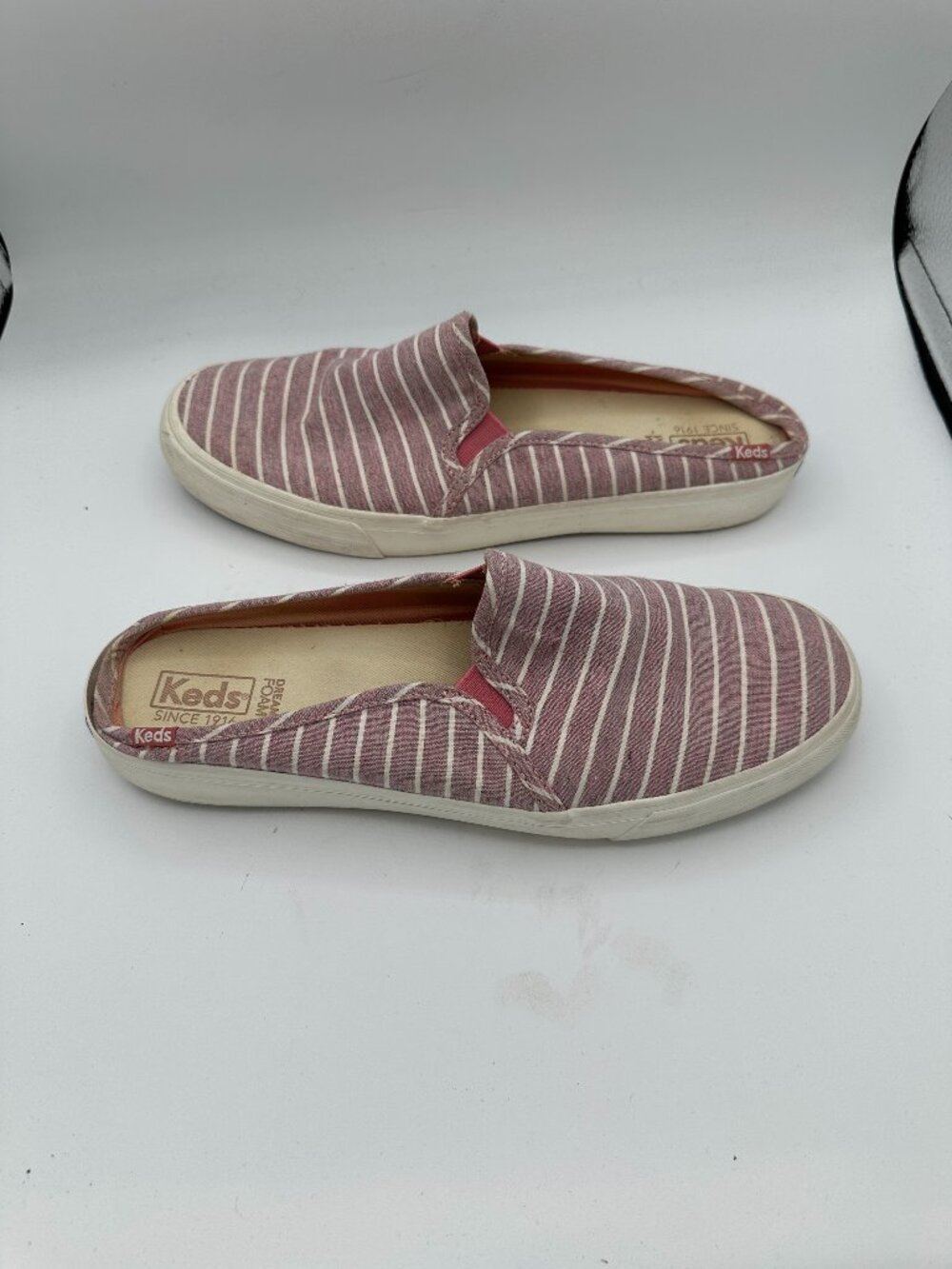 Keds Double Decker Striped Mule Slip-On Sneaker Pink/White Women's 9.5